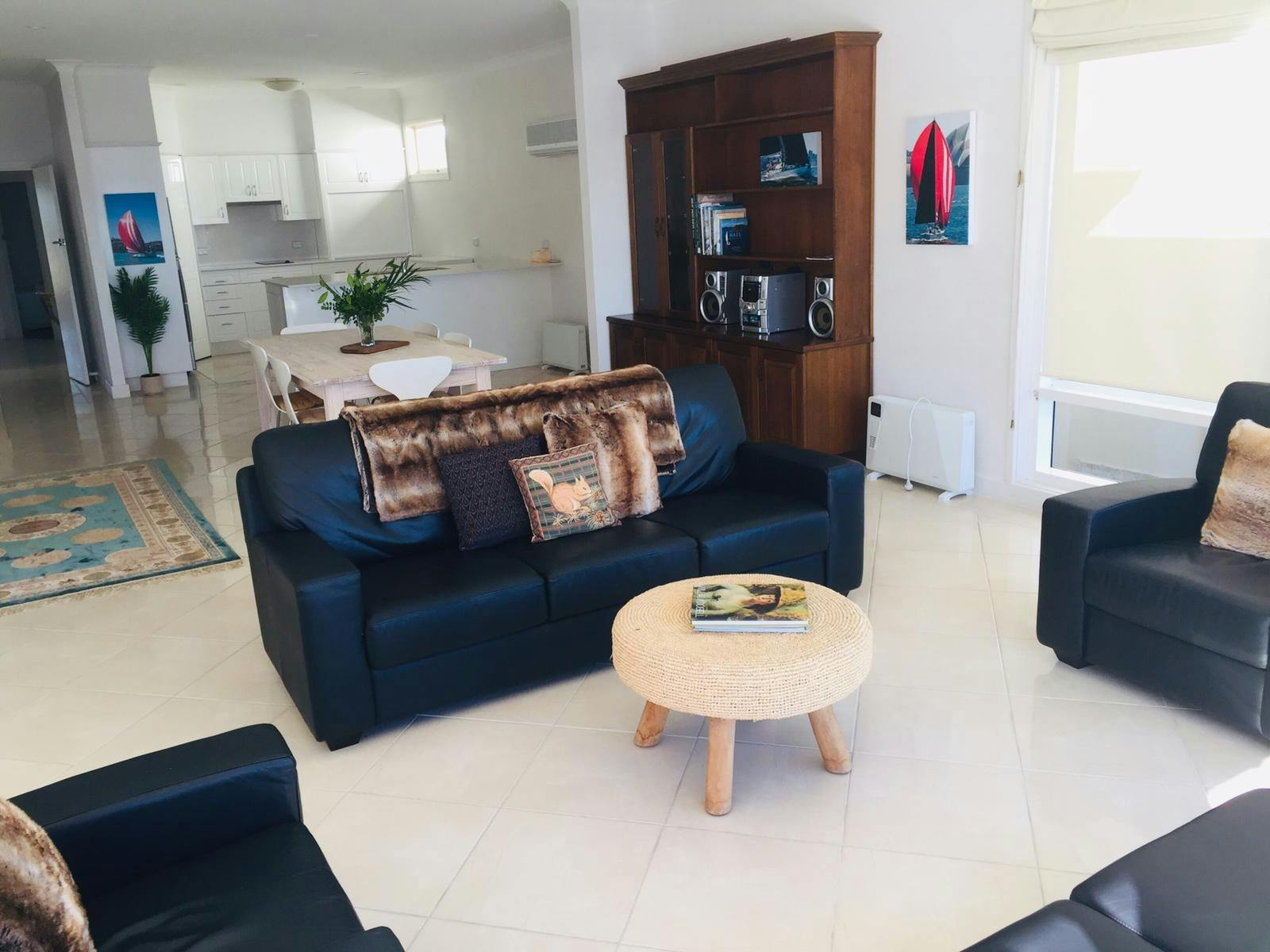 Open plan of the living room and dining room