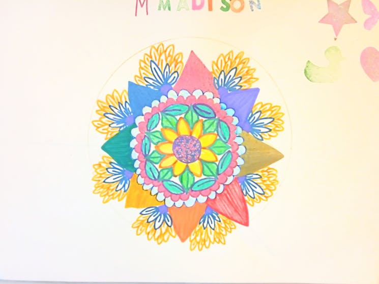 Coloured drawing of a mandala