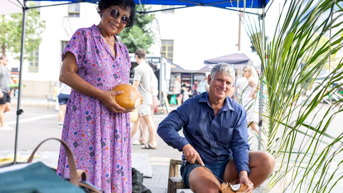 Fresh coconut cut to order and sugarcane juice with lime