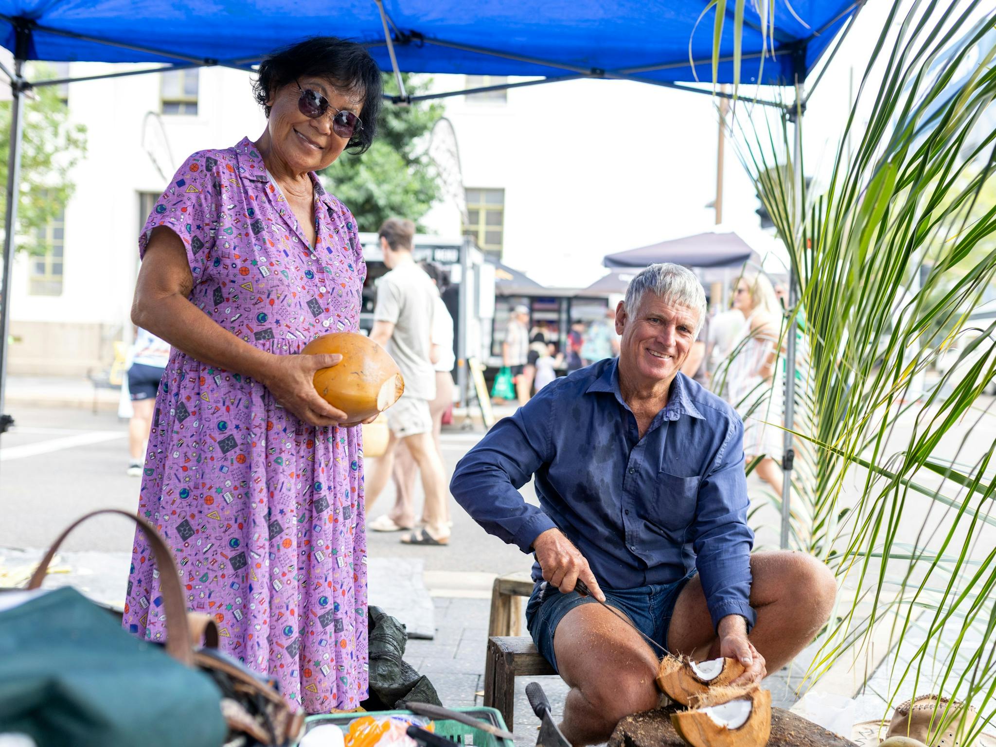 Fresh coconut cut to order and sugarcane juice with lime Fresh coconut cut to order and sugarcane juice with lime