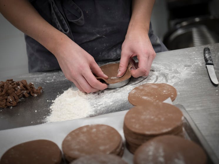 Inside the kitchen  at The Icky Sticky Patisserie