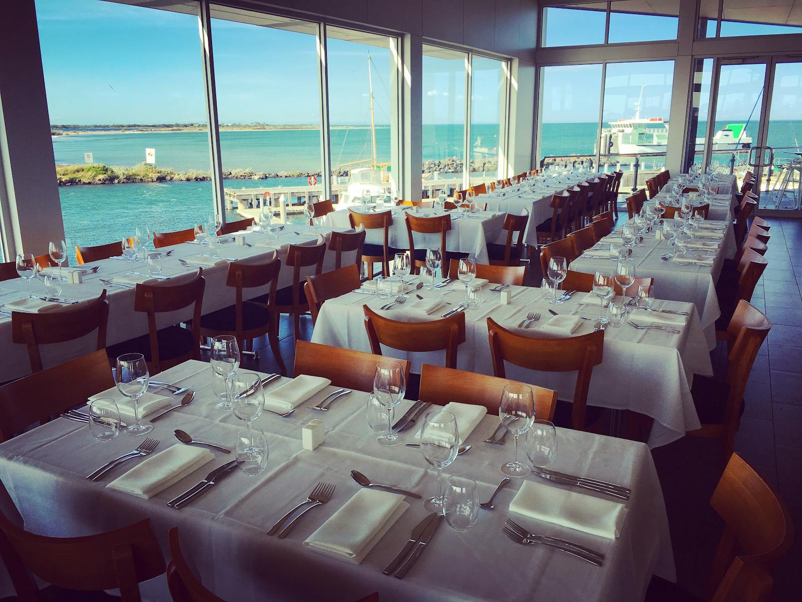 The glamorous upstairs dining and function space at 360Q in Queenscliff