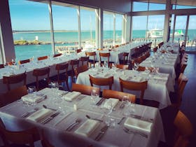 The glamorous upstairs dining and function space at 360Q in Queenscliff