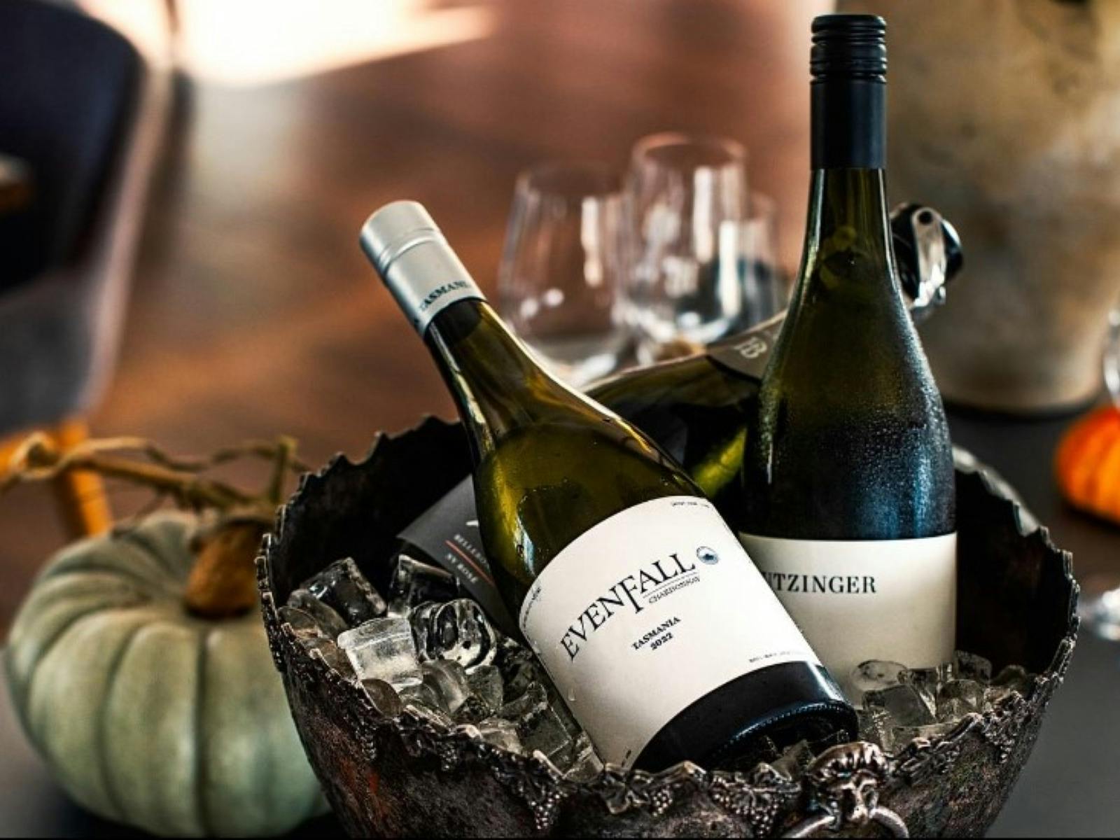 Evenfall Restaurant Chardonnay on the table