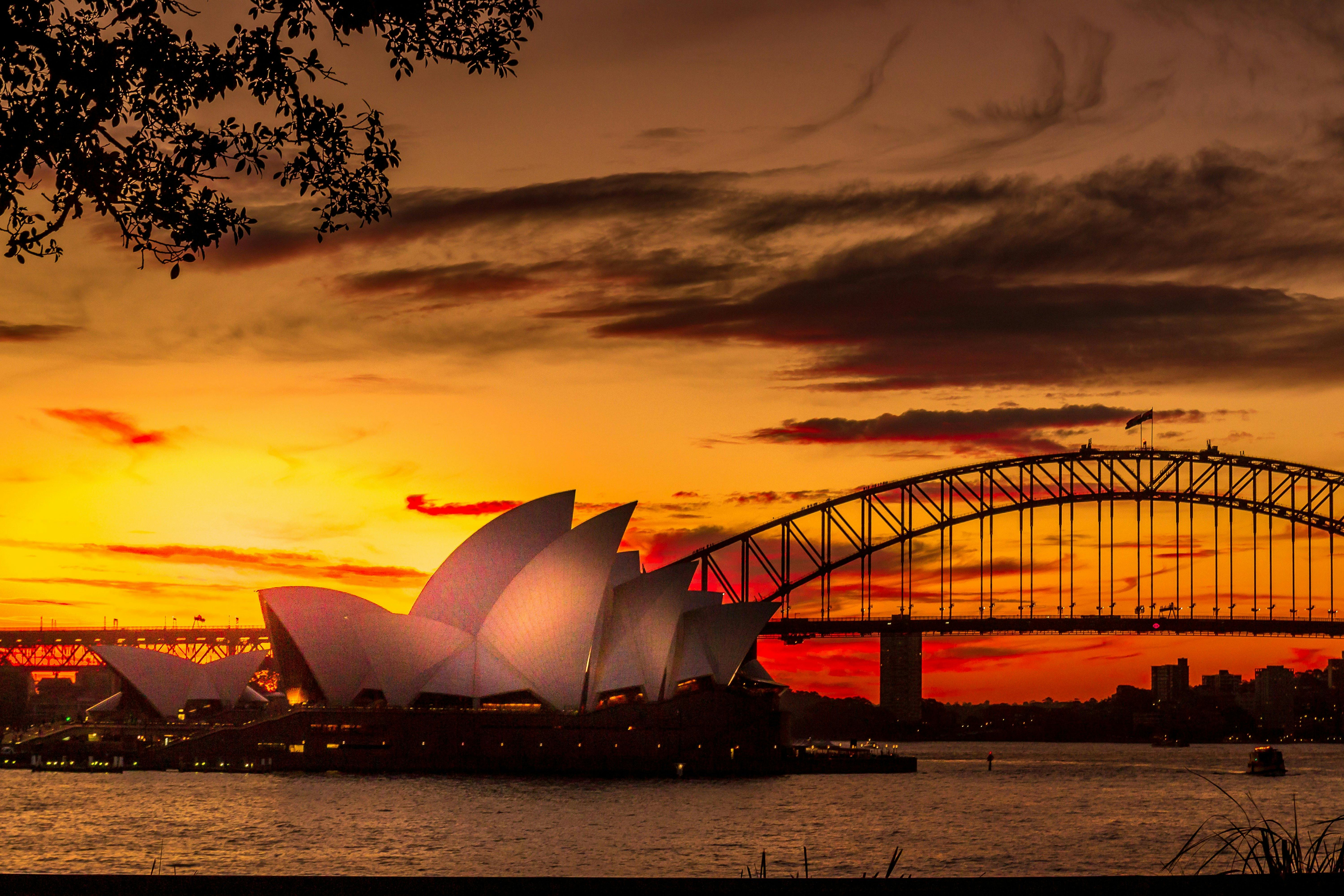 Orange sunset glow over the Opera House
