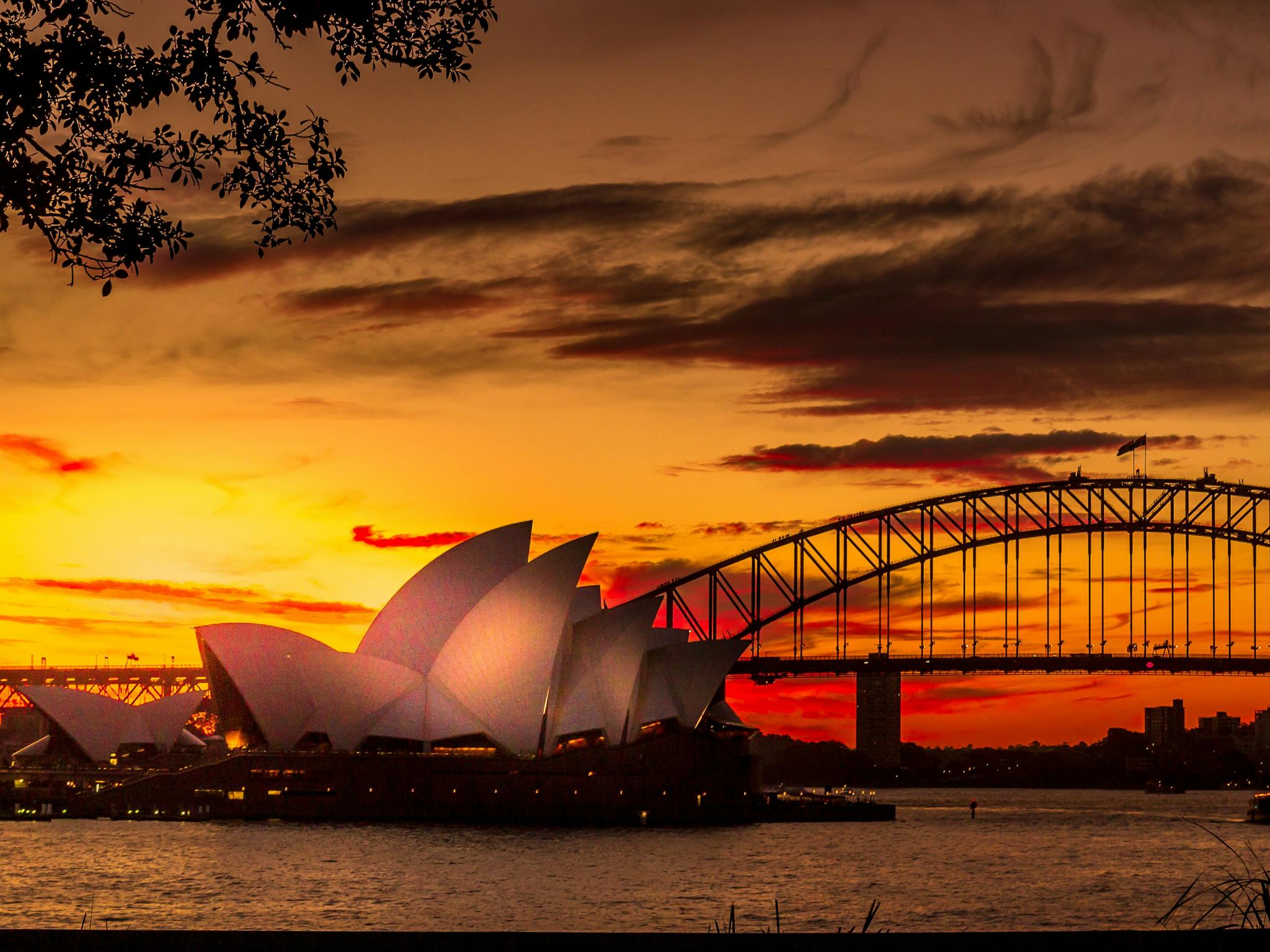 Orange sunset glow over the Opera House
