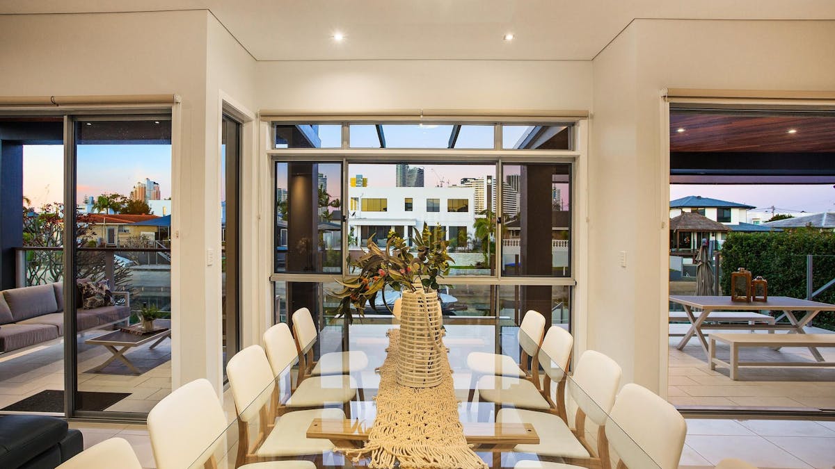 Dining area with water views