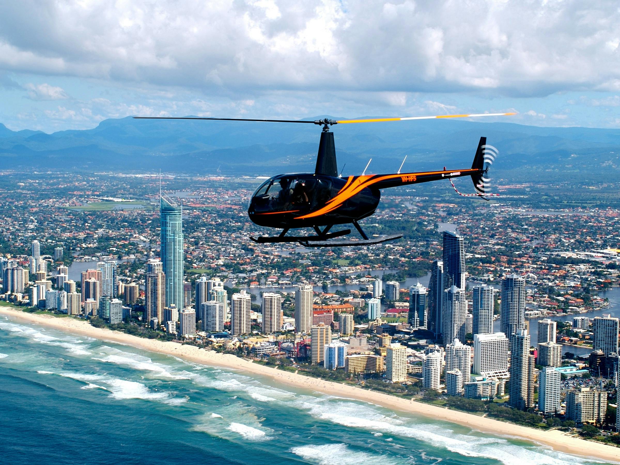 Take in the beautiful views of Surfers and Main Beach by helicopter