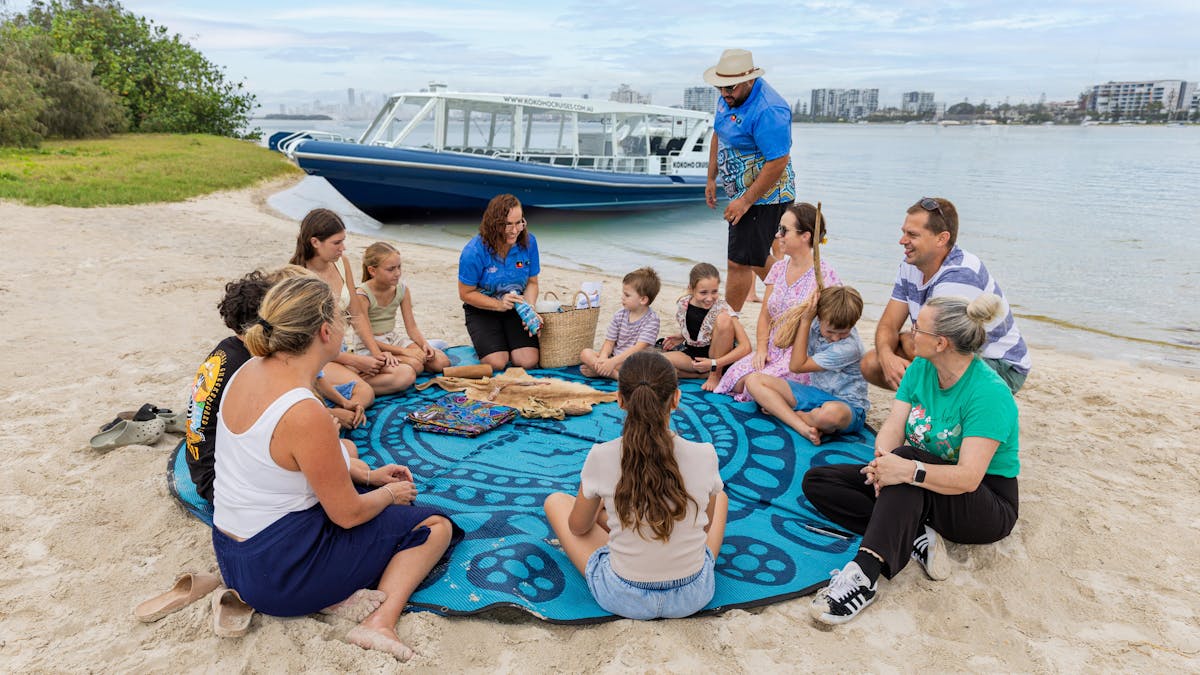 A Yarning Circle at Wavebreak Island, where guests can engage in meaningful discussions.