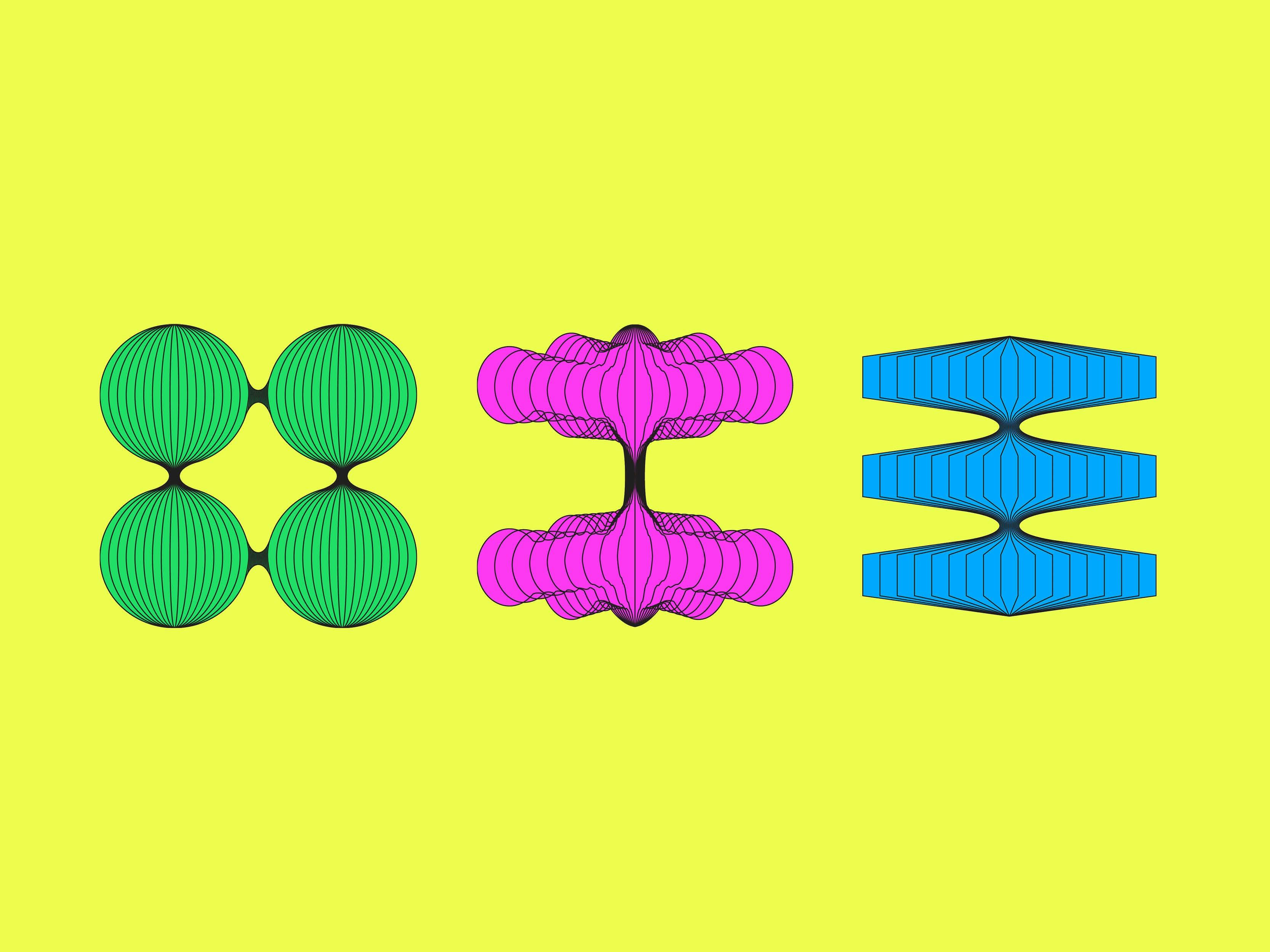 three colourful Illos