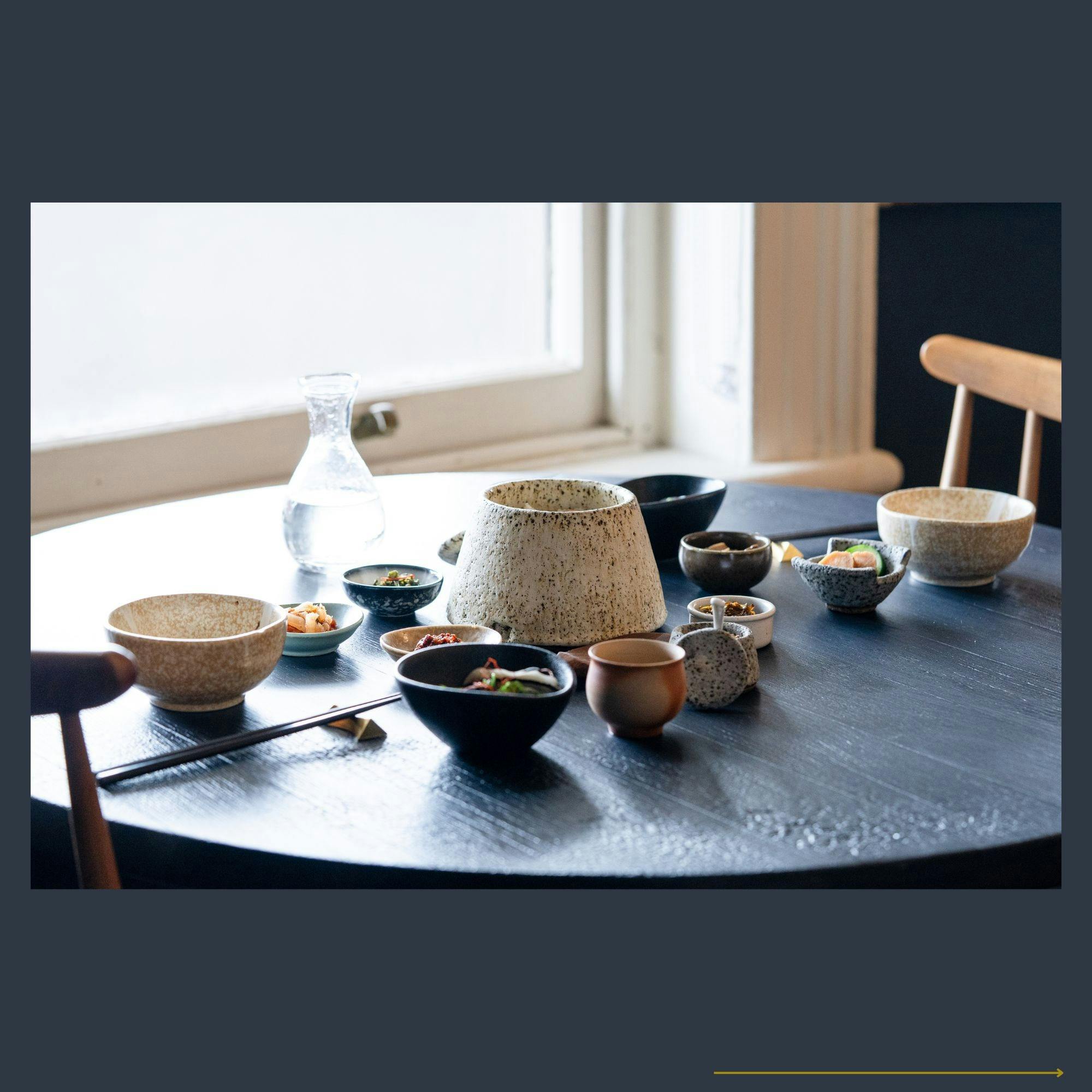 plates and bowls on a table