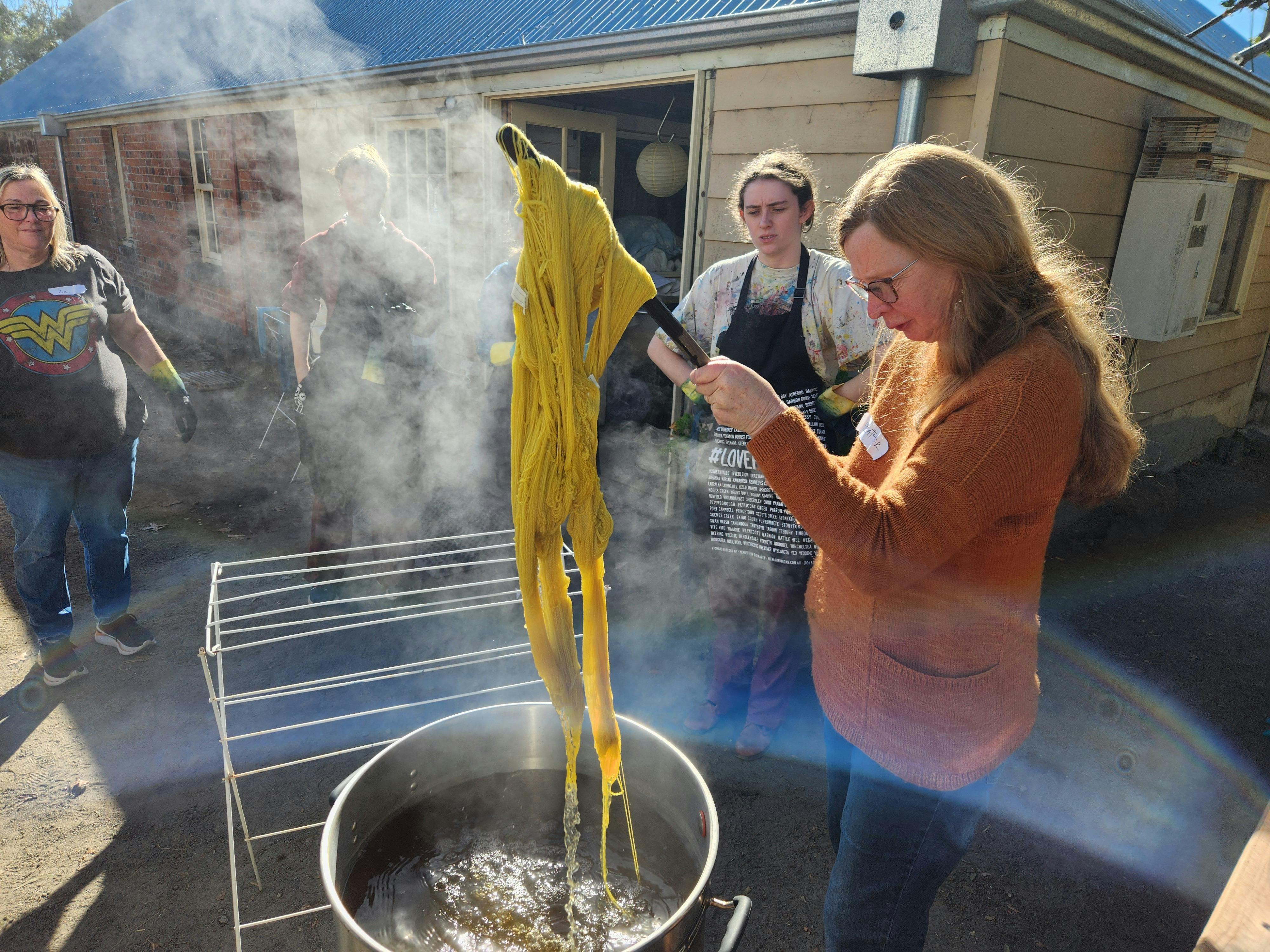 Using plants to dye wool yarn