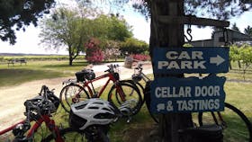 Bicycles parked outside a Granite Belt winery.