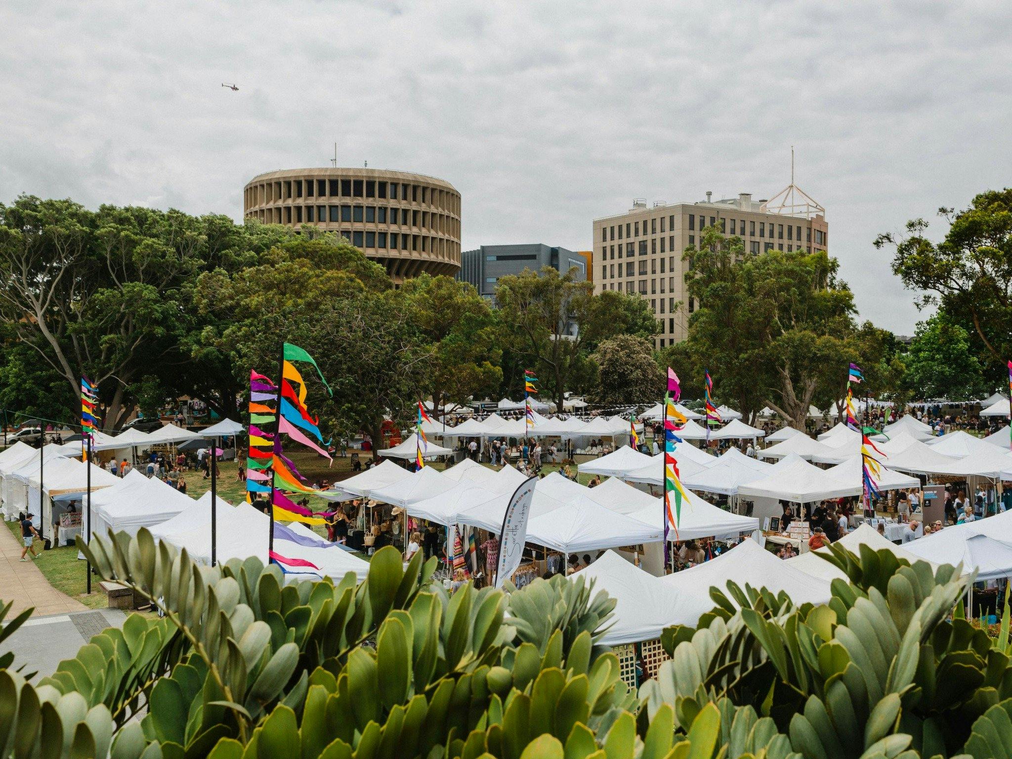 Olive Tree Market is held in the cultural precinct of Newcastle and features over 130 stalls
