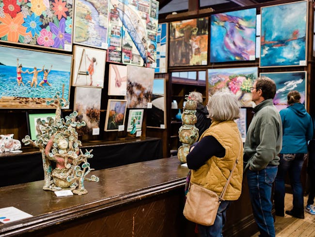 Women looking at the exhibition