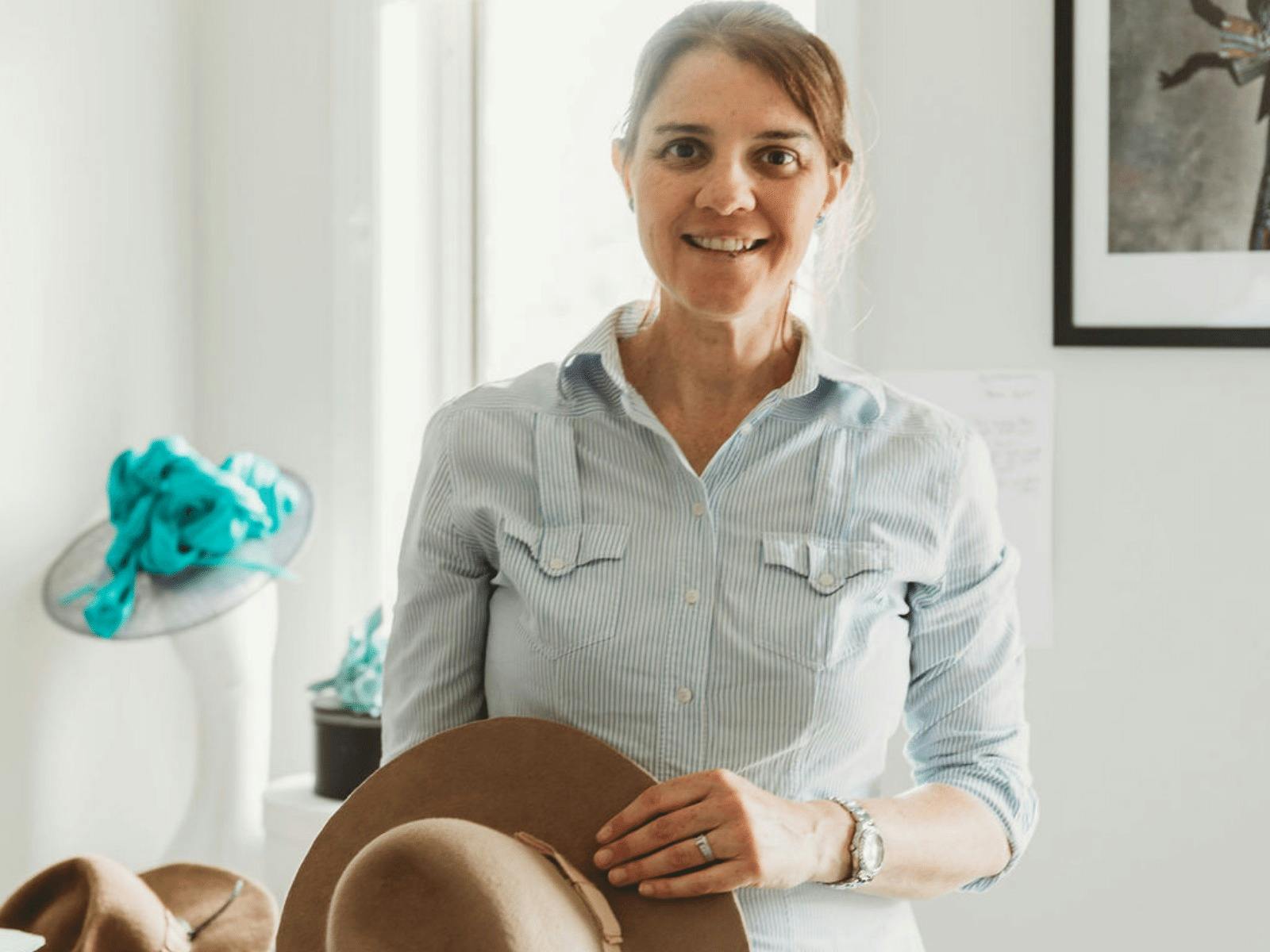 Julie Herbert Millinery in studio