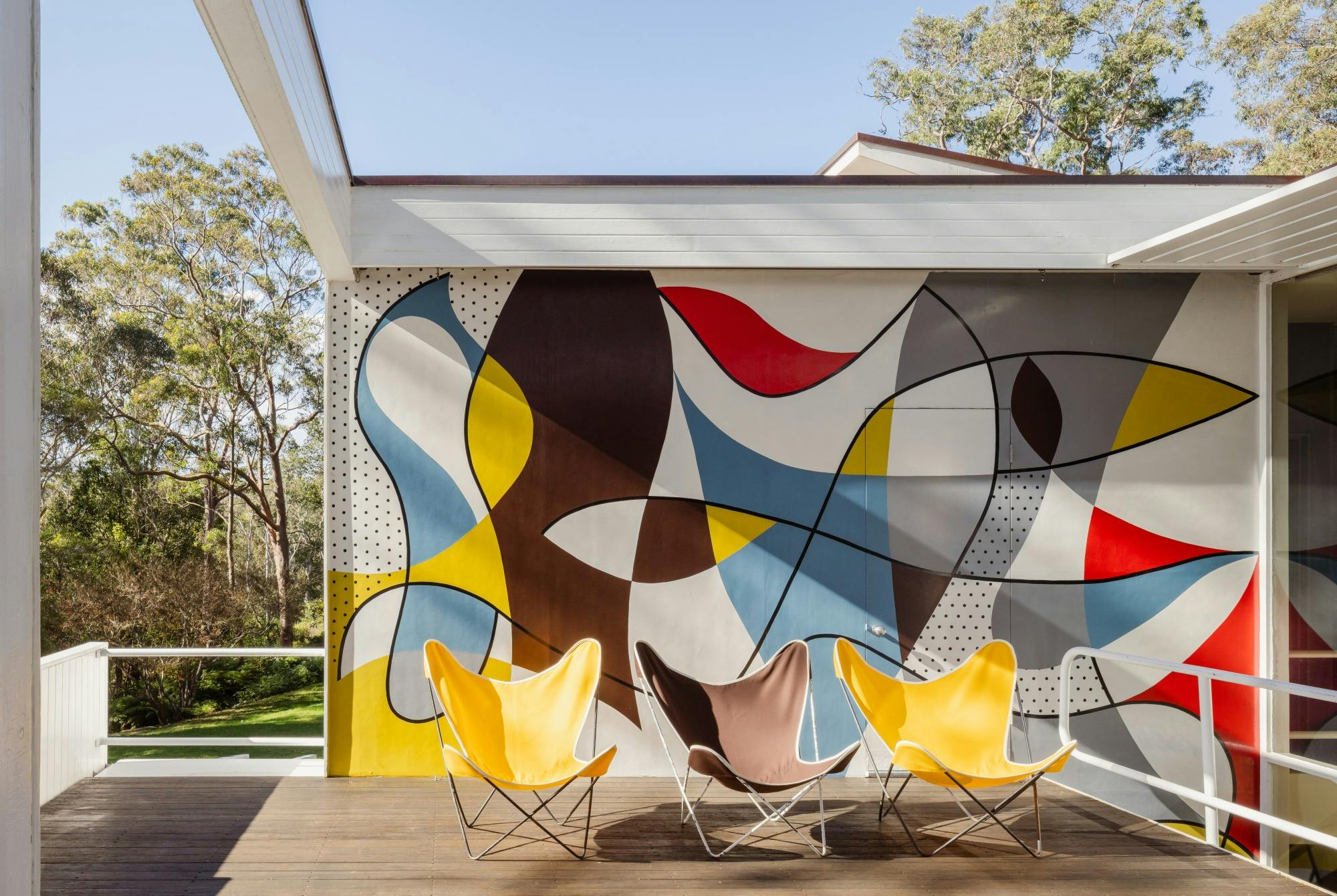 Modernist artwork on outdoor area