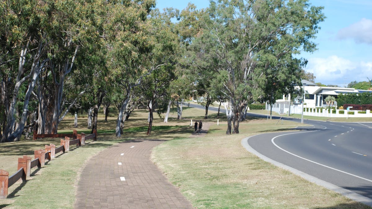 photo showing the recreation pathway winding through trees alongside the esplanade at Point Vernon