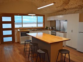 Kitchen with endless view over the desert landscape