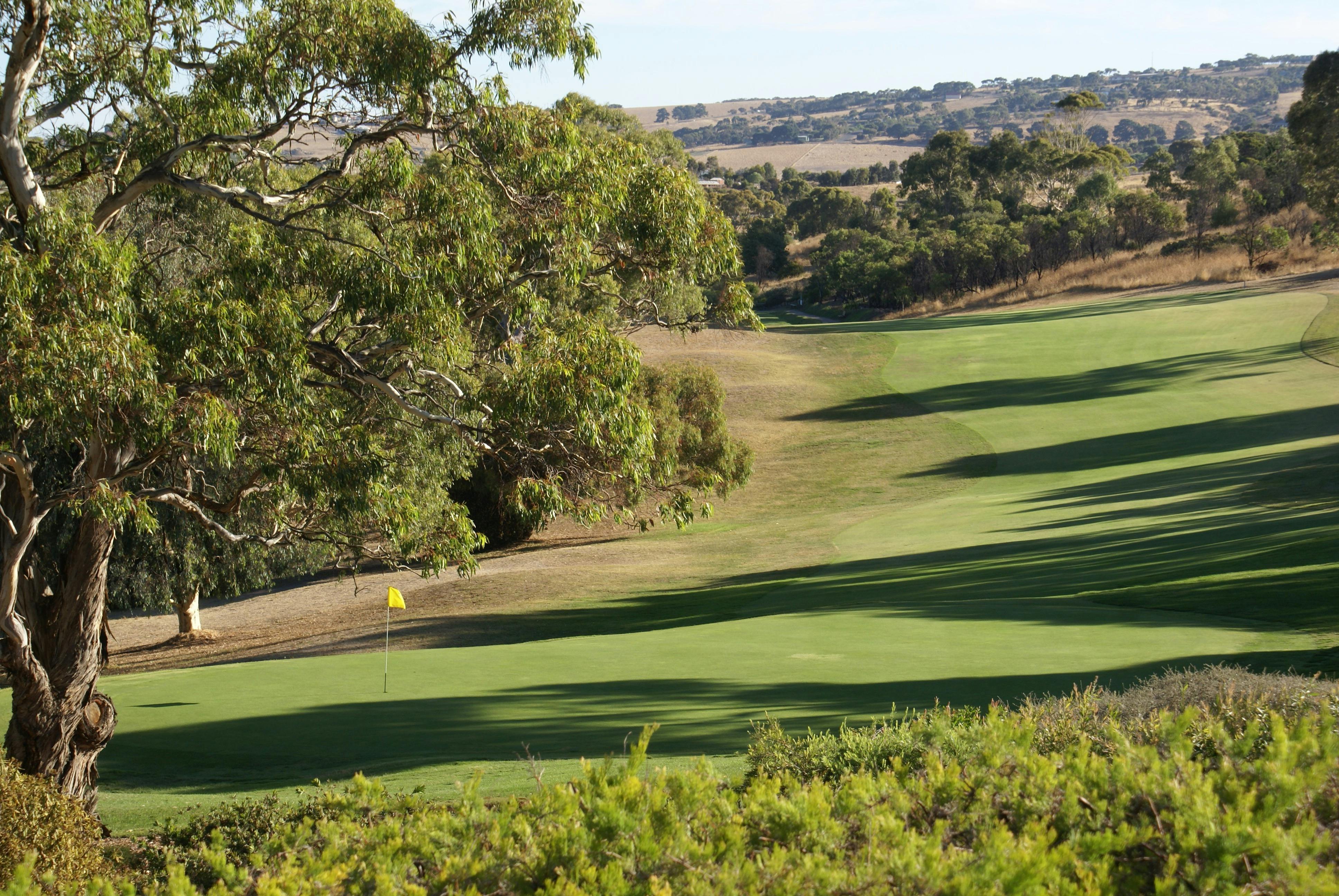 The 18th hole at Victor Harbor Golf Club viewed from the putting green