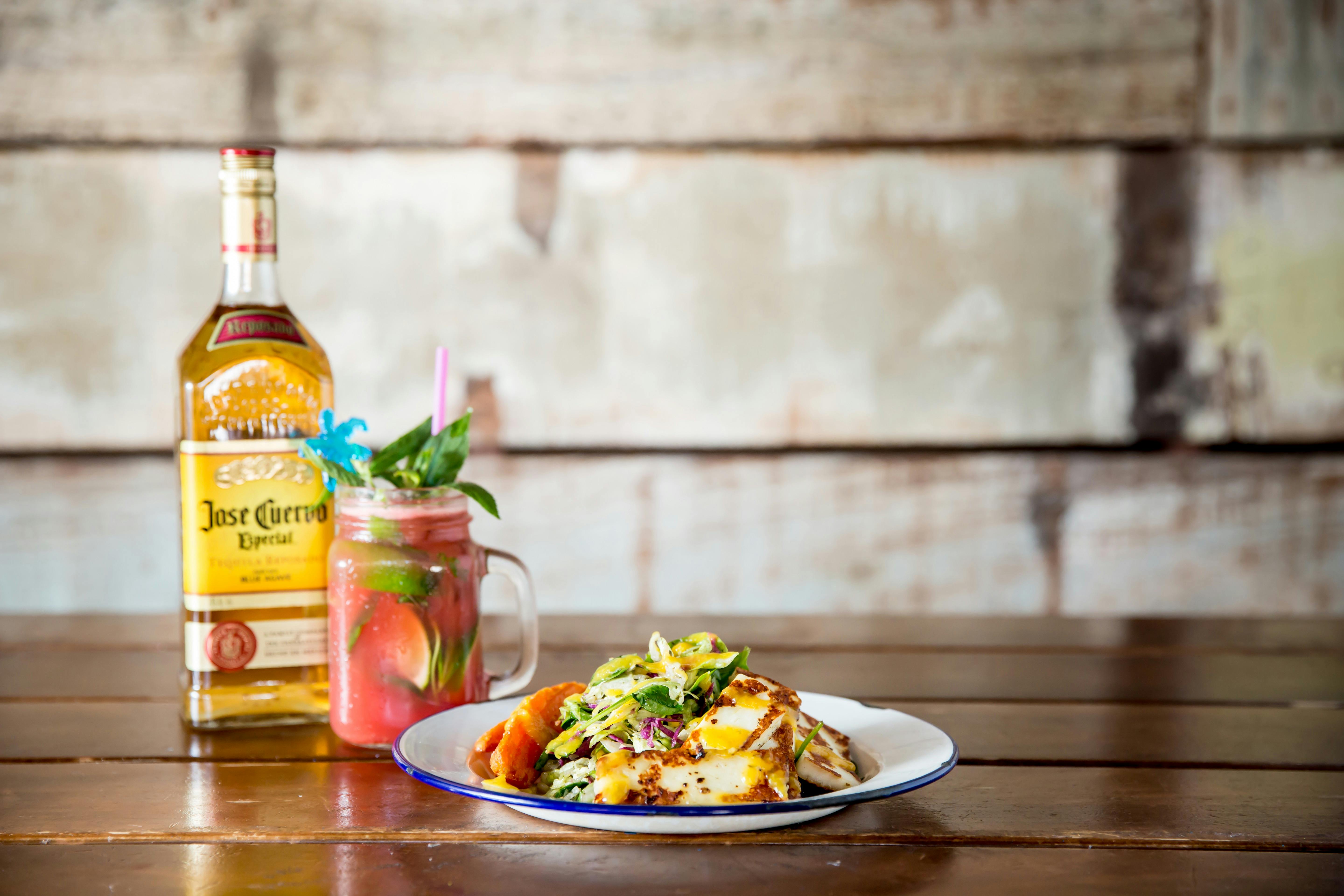 Halloumi salad with Agua fresca watermelon and tequila
