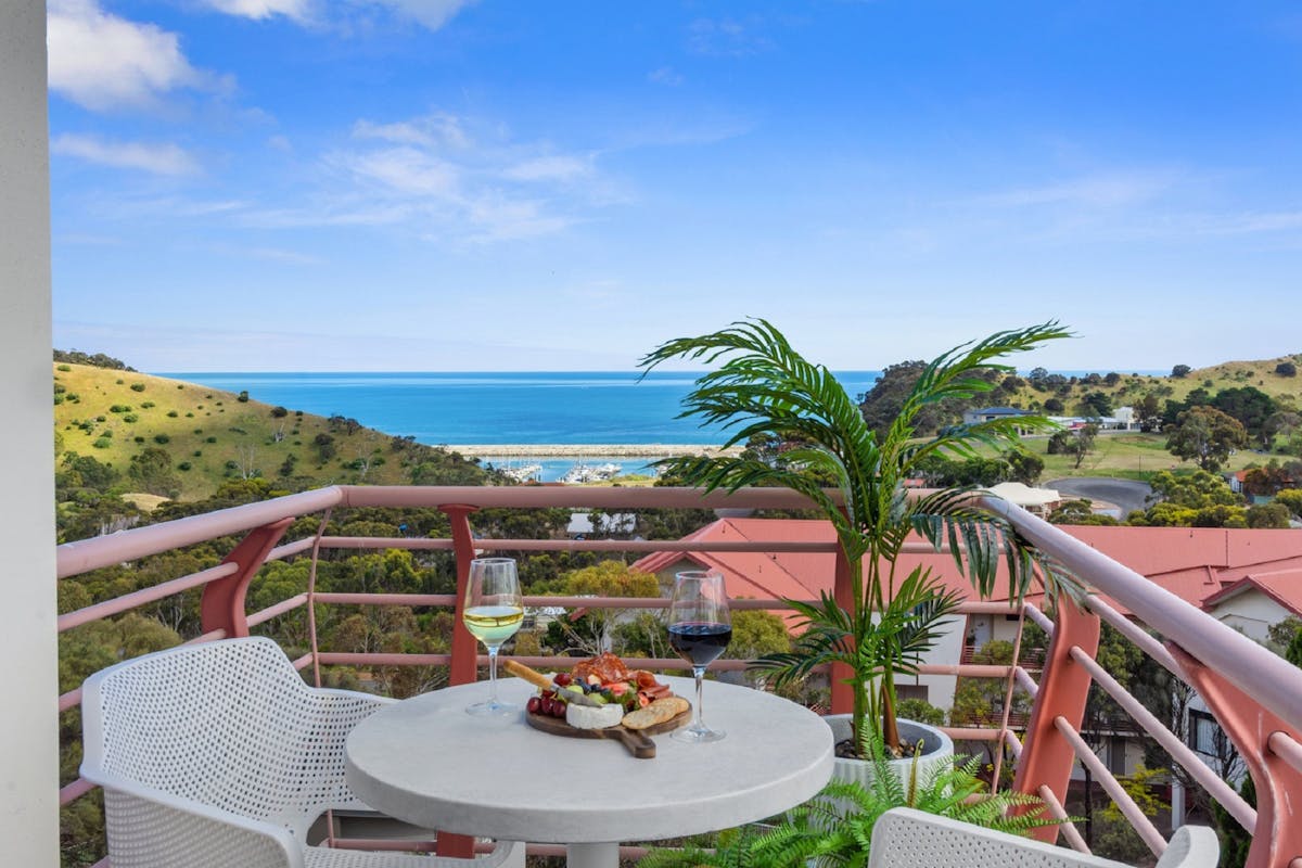 View showing the Wirrina Cove Marina from the outdoor balcony of the appartment.