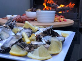 Fresh tasmanian oyster platter with local produce