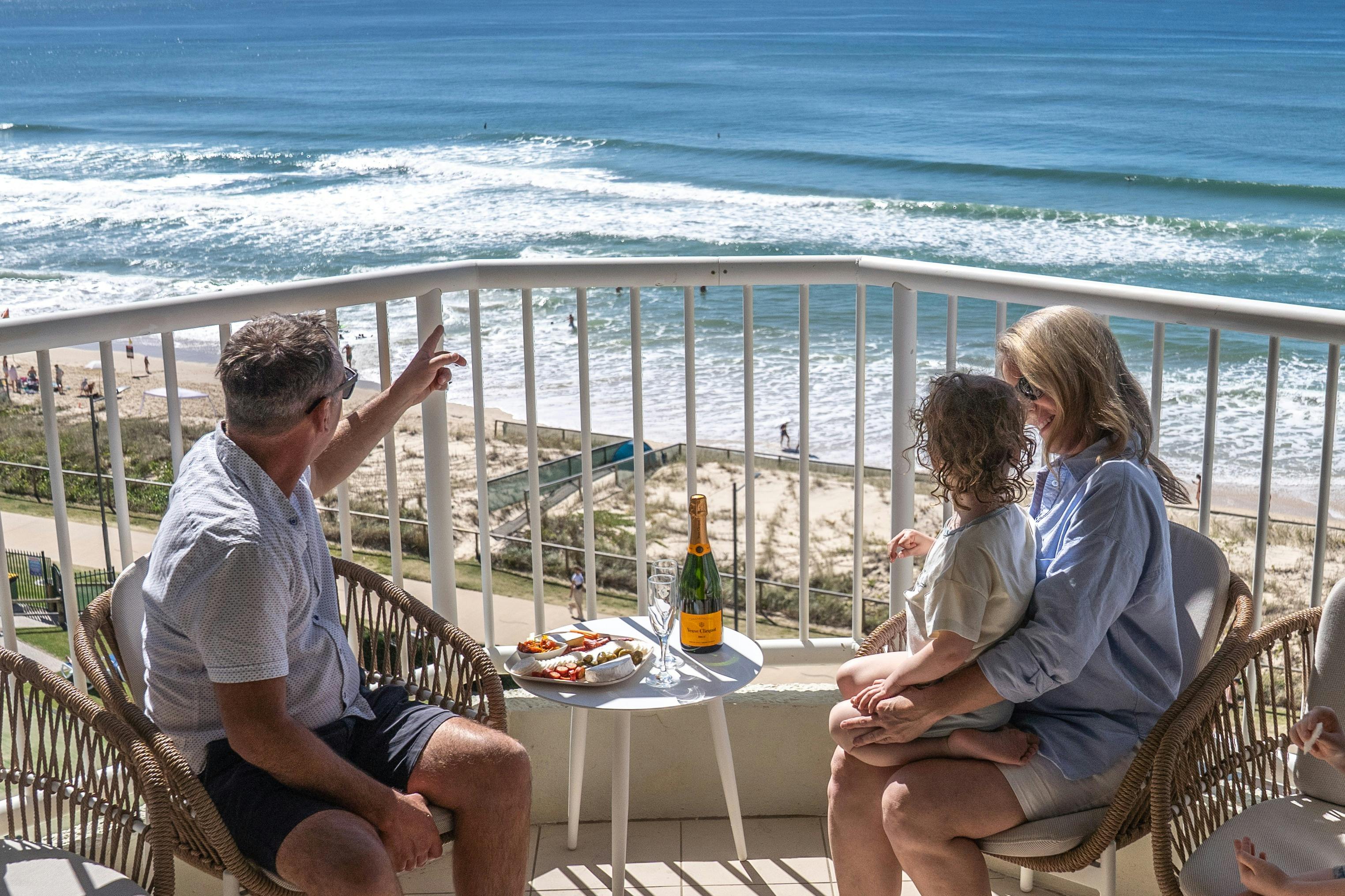 Panoramic ocean views from the balcony