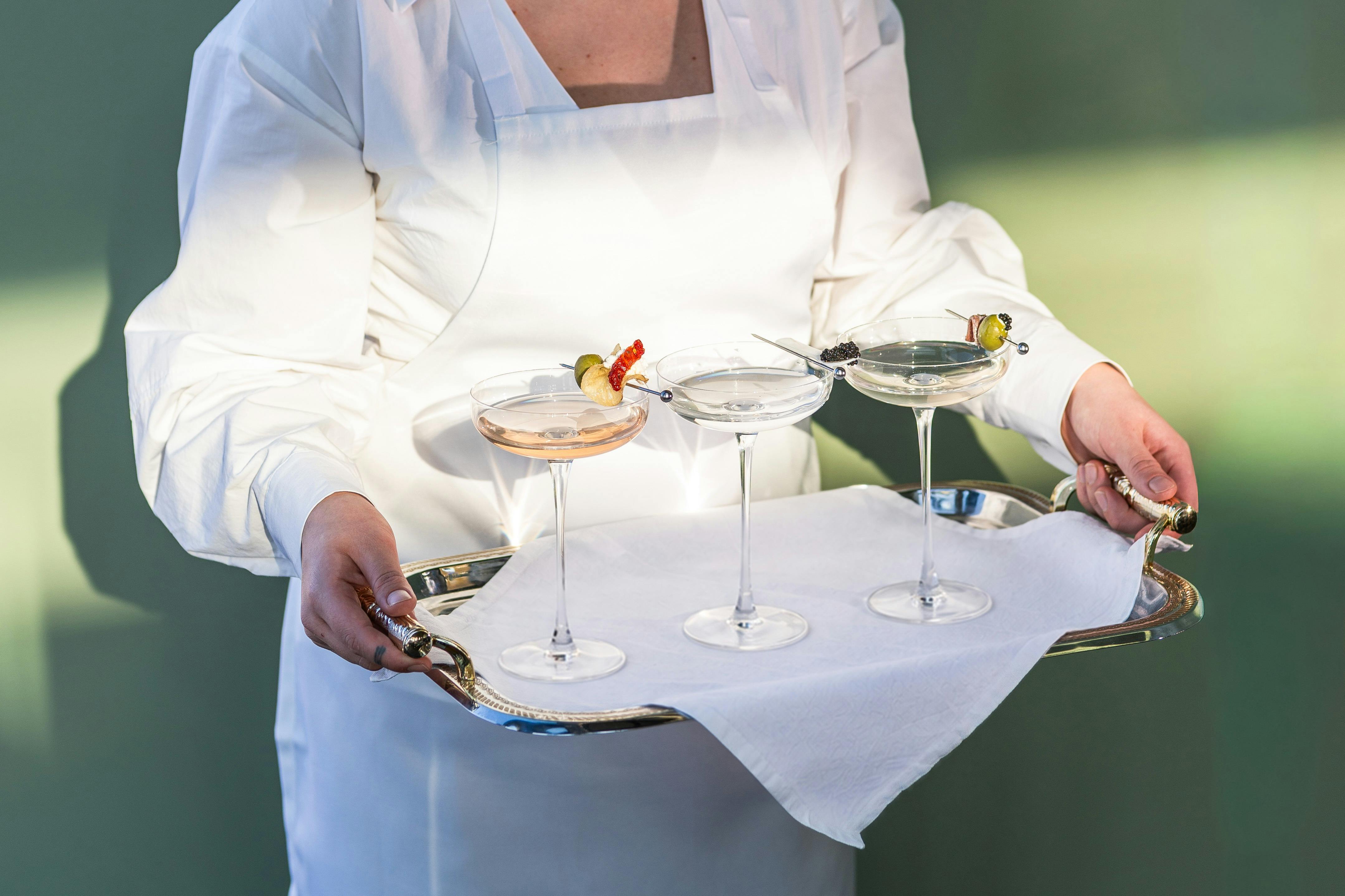 3 Martinis on a tray