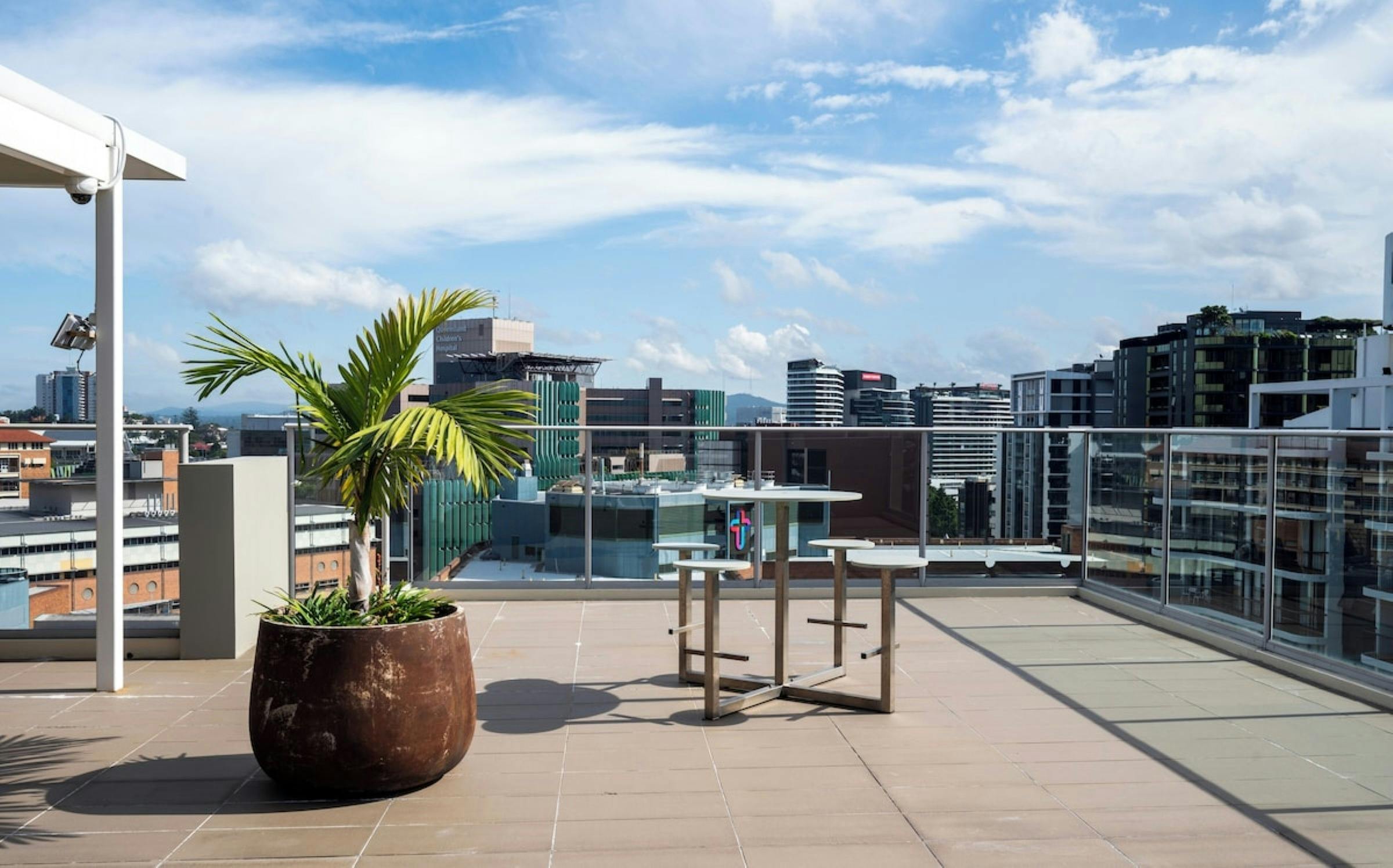 Rooftop terrace at Hotel Diana South Brisbane