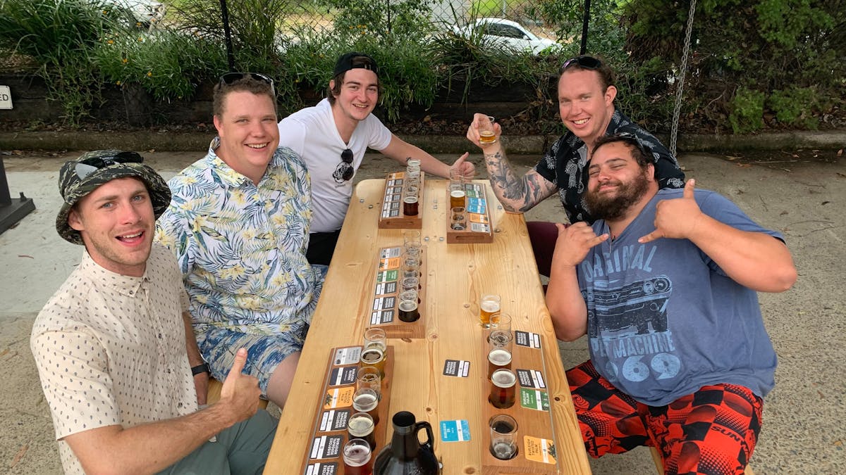 Enjoying the sun and beers at Burleigh Brewing
