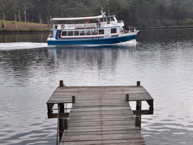 The tourist ferry cruising past on the Clyde River from our Jetty