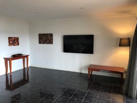 view of the paintings and smart TV