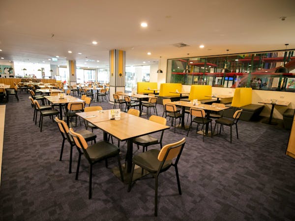 We have Spacious, fun and modern tables and booths to seat the whole family comfortably.