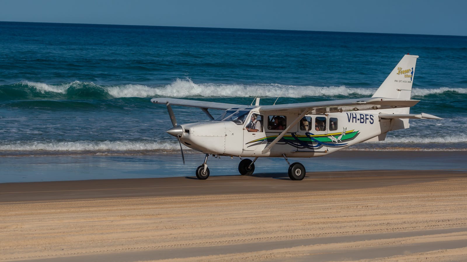 Beach landings and take offs on Fraser Island's 75 mile beach.