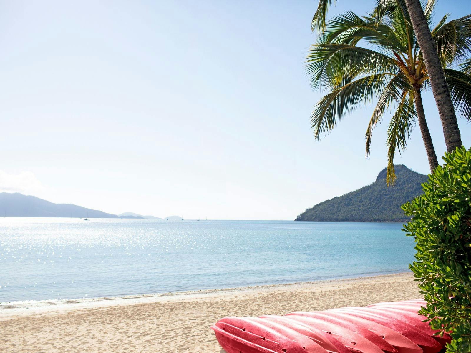 A view of the beach on a sunny day