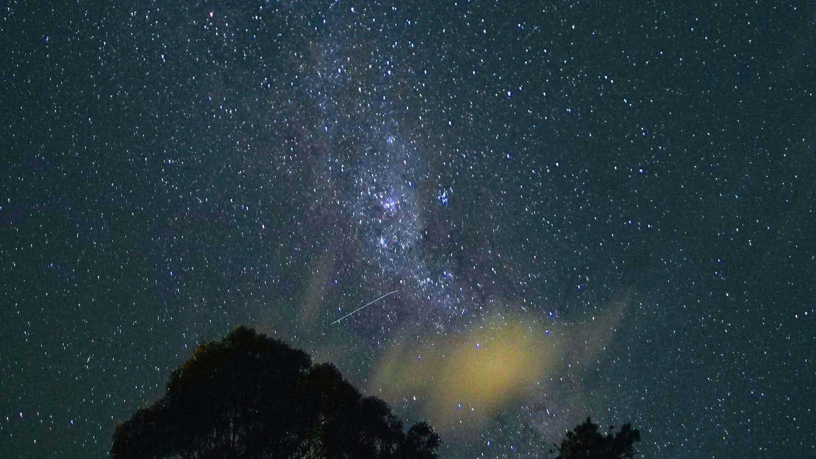 Southern sky view of the Milky Way rising over Tasmania.