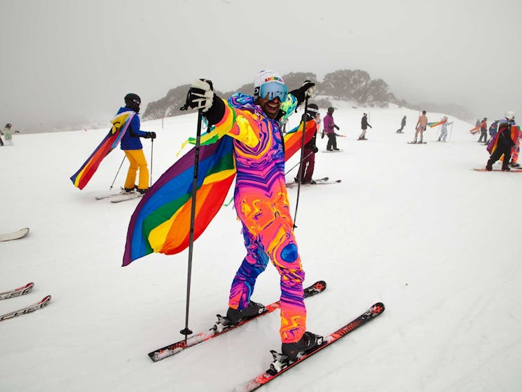 Rainbow Run participant at Gay Ski Week Australia