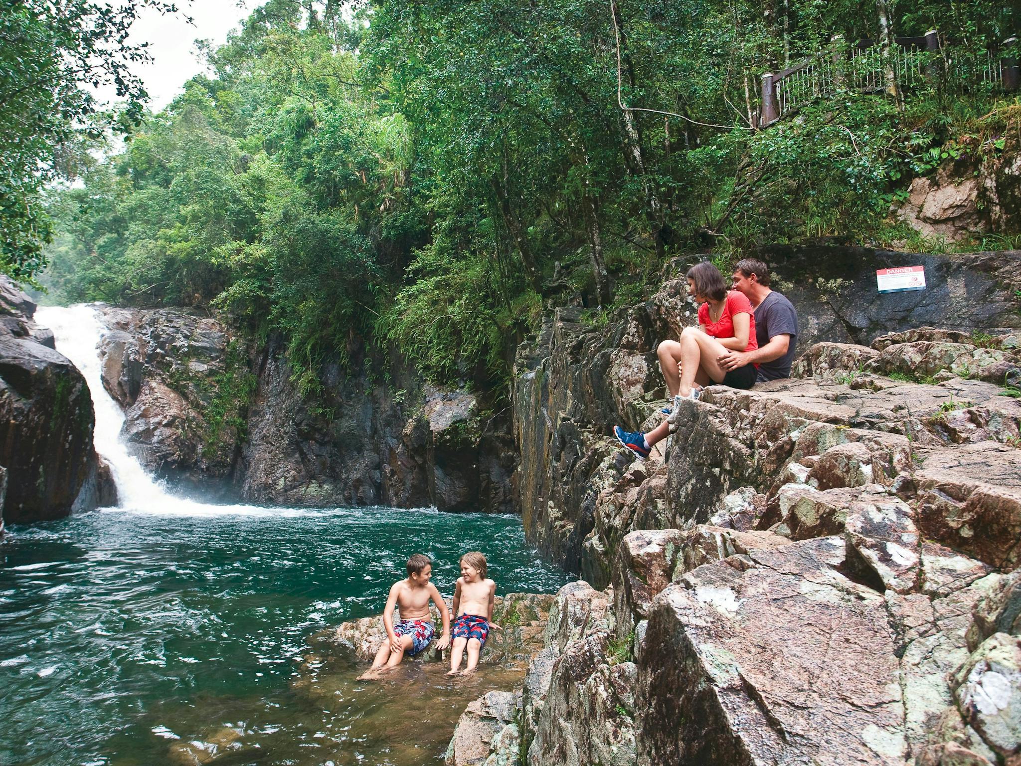 Take a refreshing dip in a waterfall pool at Finch Hatton Gorge. Take a refreshing dip in a waterfall pool at Finch Hatton Gorge.