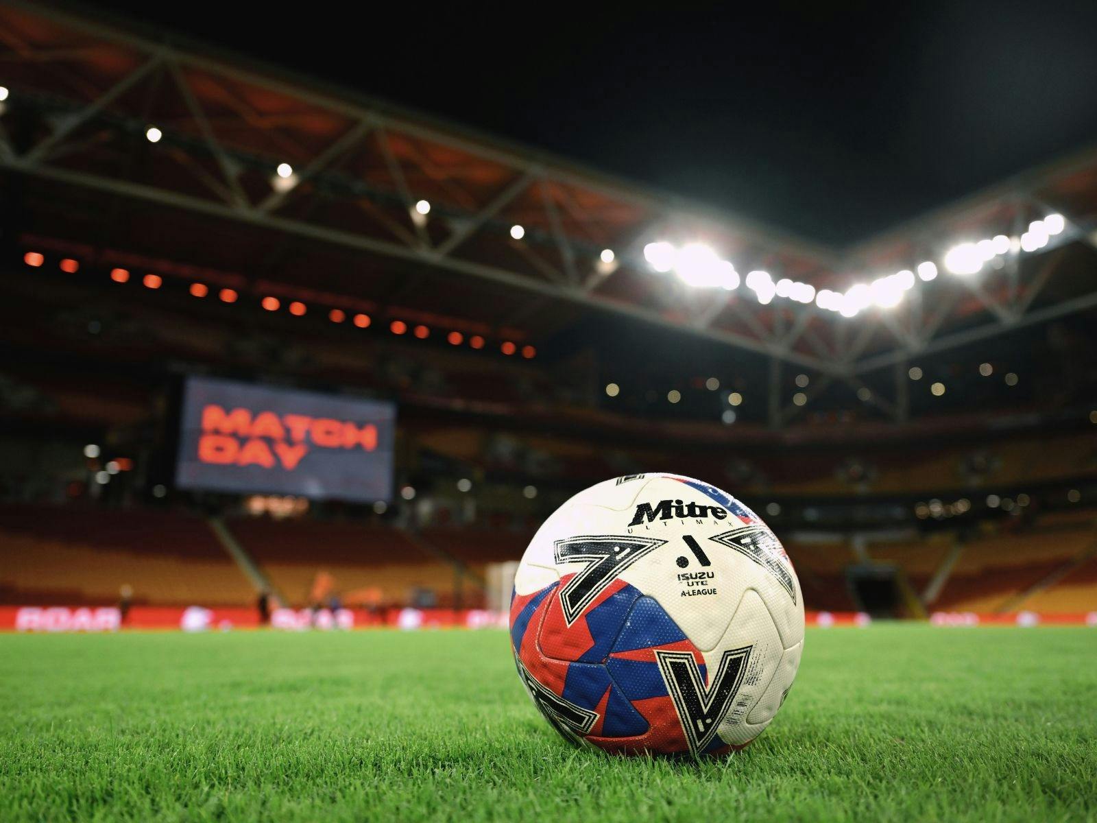 An A League Ball at the Brisbane Roar's home ground Suncorp Stadium
