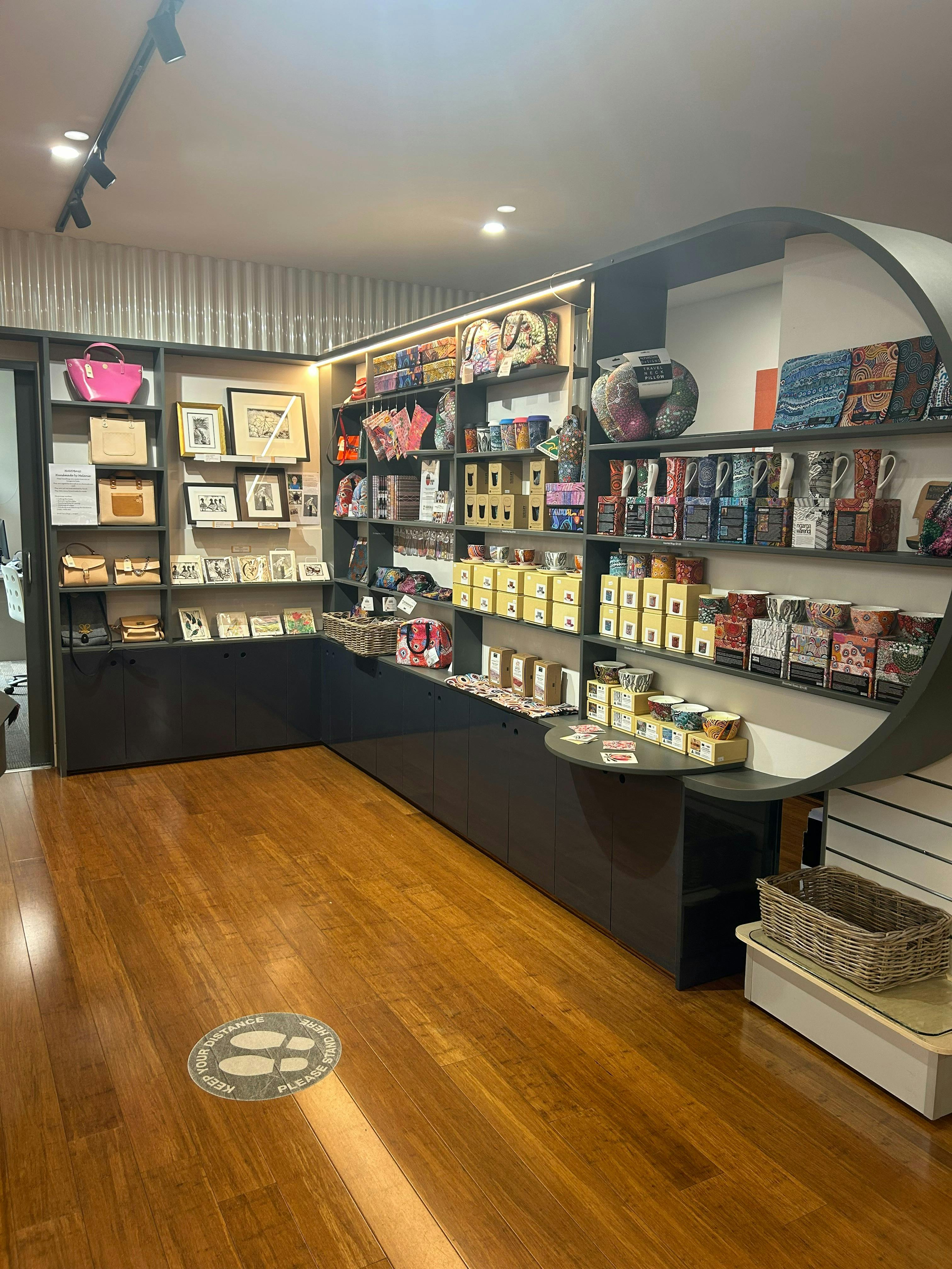 Shelves with indigenous gifts and handmade products