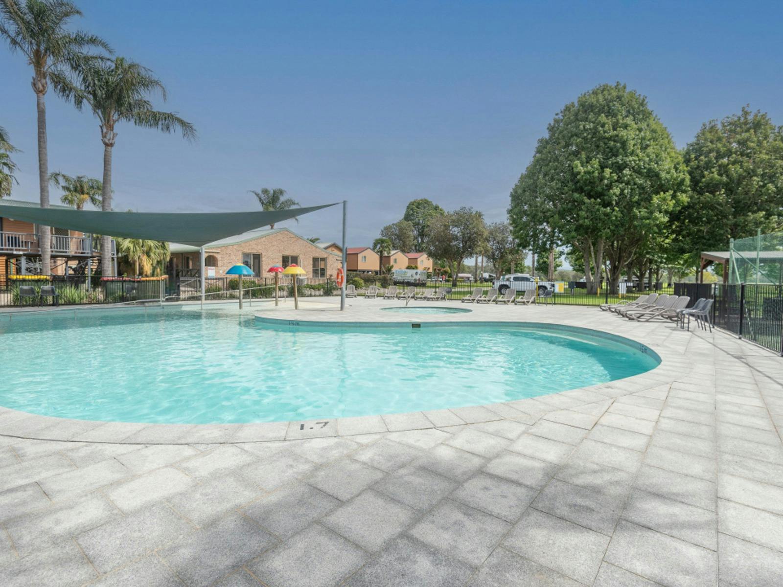 Resort-style pool at Moruya Holiday Park in Moruya on the NSW South Coast.