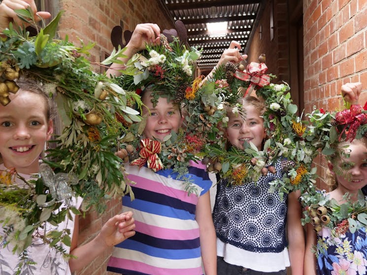 Children at wreath making workshop