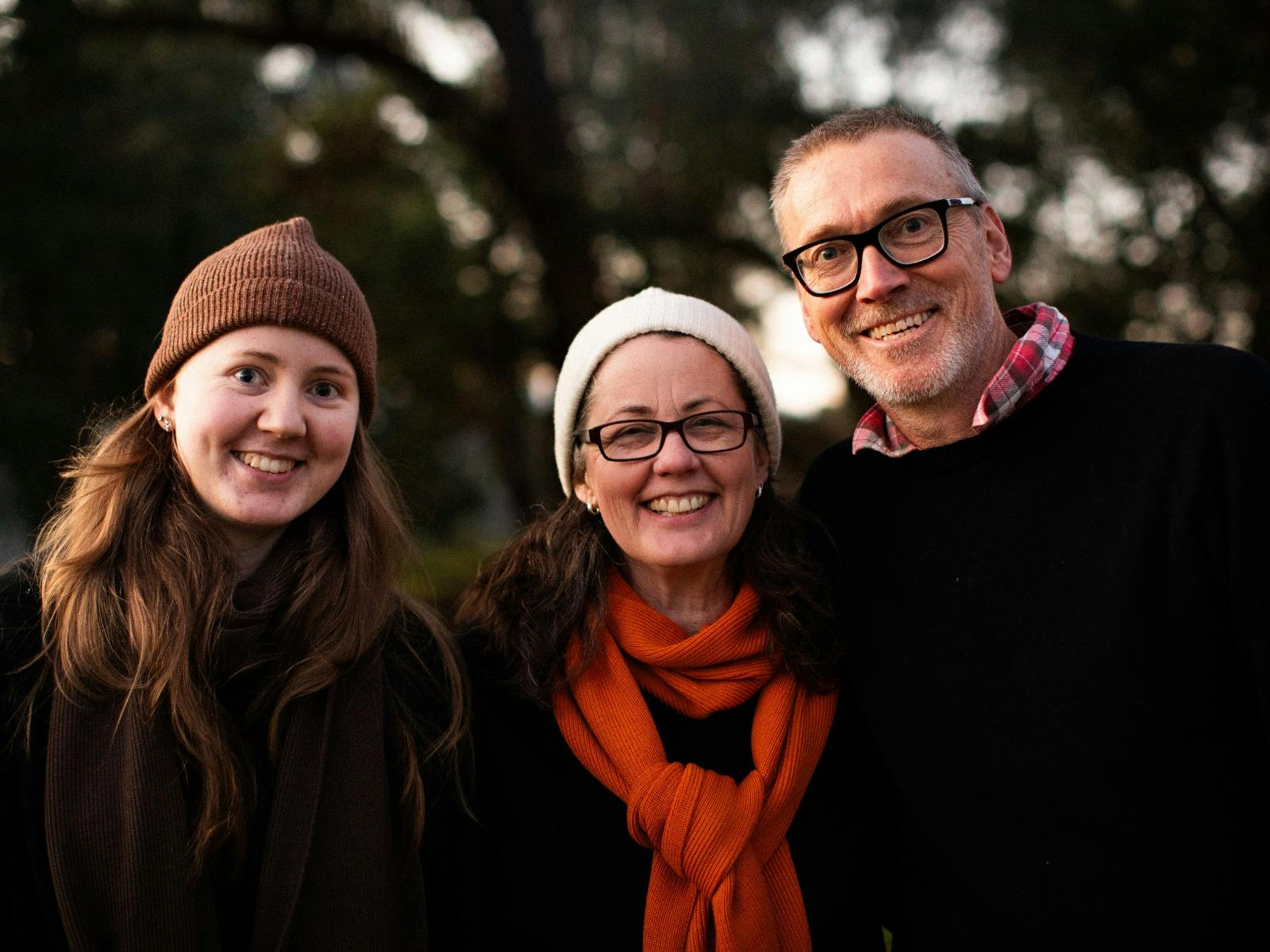 Brood Winter Solstice 2026 - CoFounders, Dave with his wife, Ali and youngest, Poppy - wearing Brood