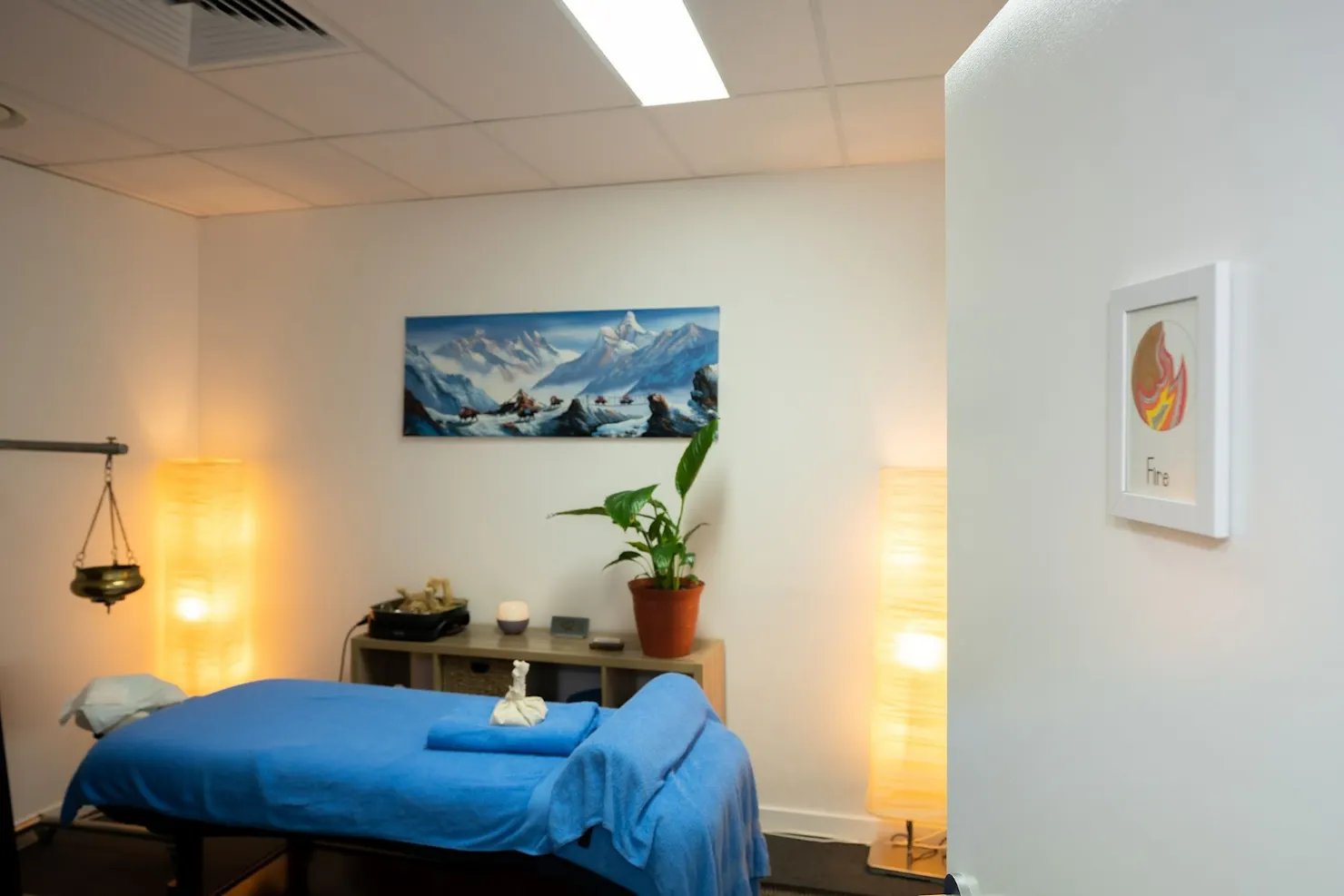 Massage bed in wellness room