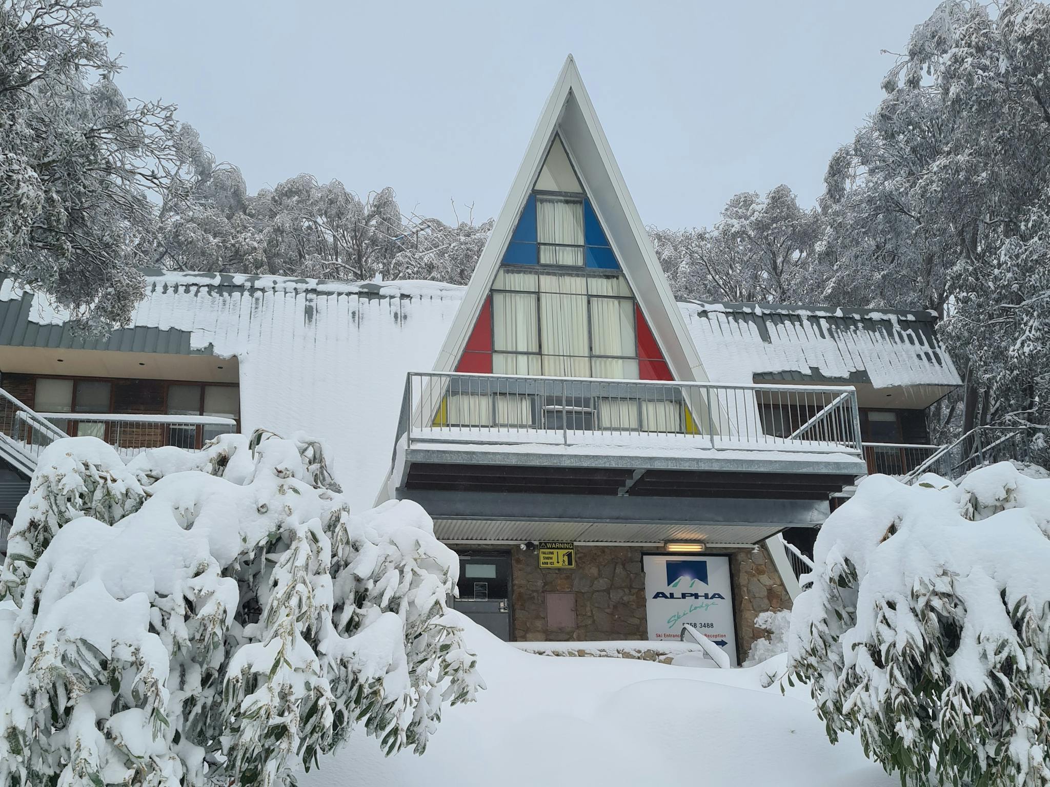 Snow covered lodge