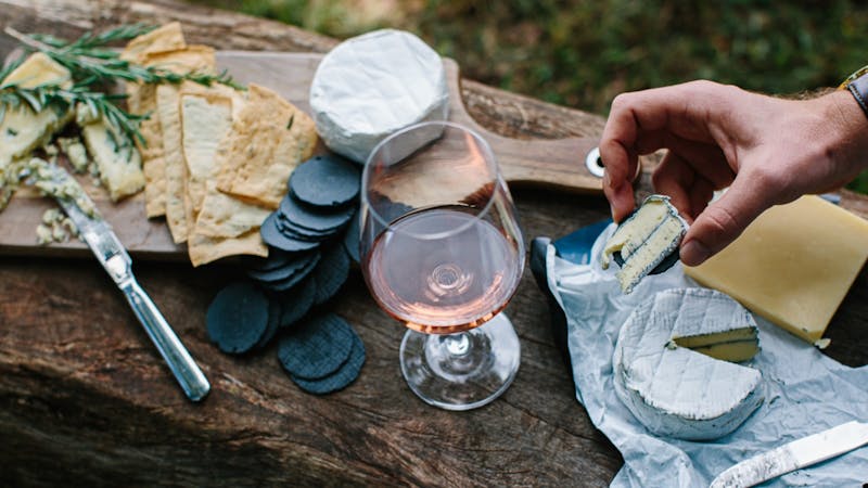 Rosé with cheese board