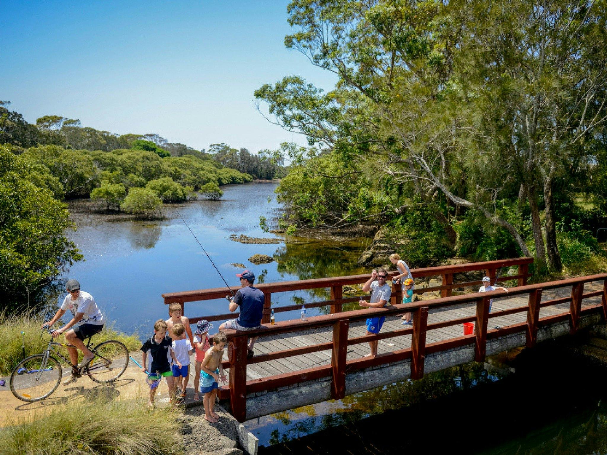 bridge, creek, fish, walk, ride, abrahams bosom, currarong, shoalhaven