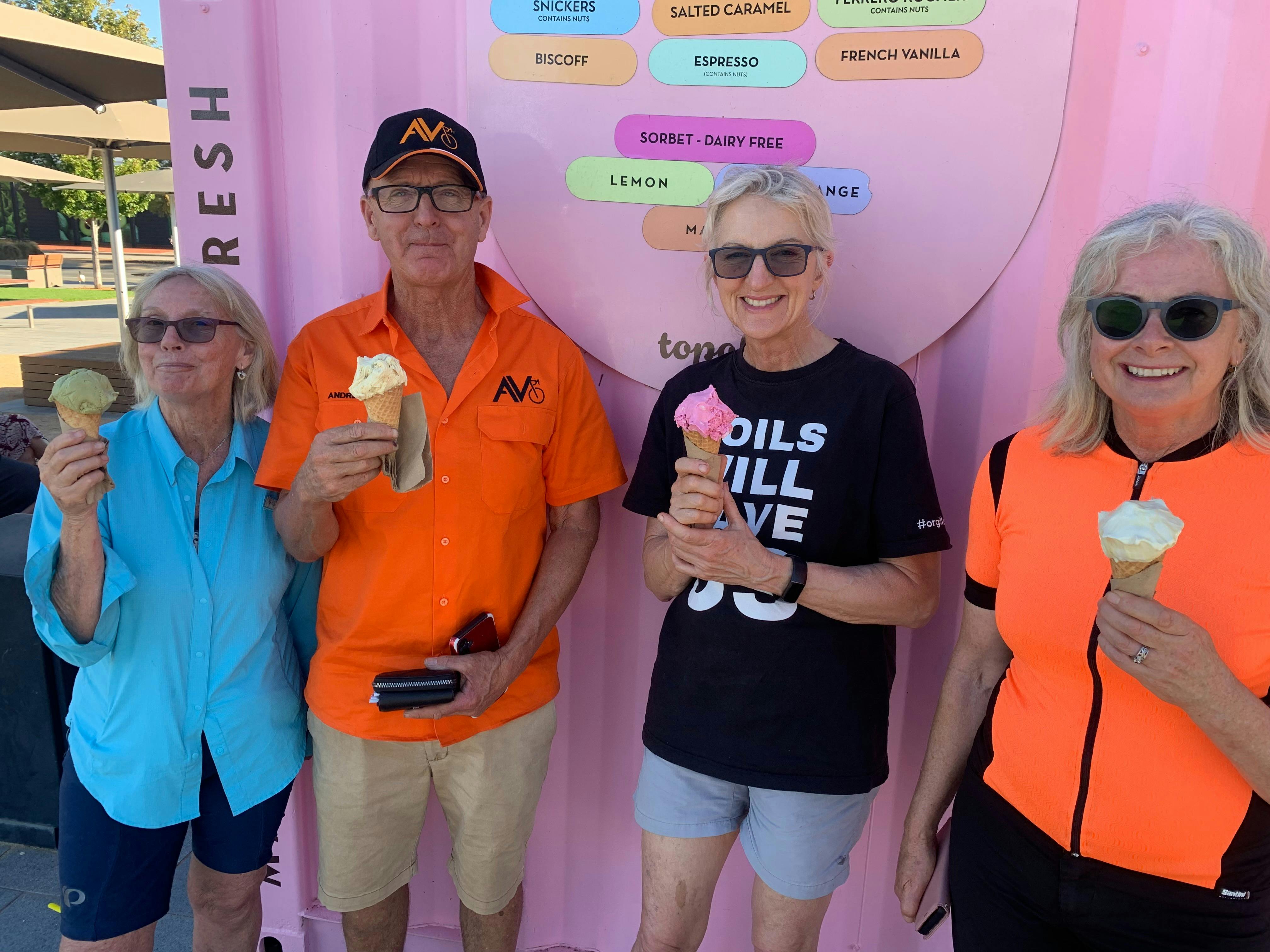cyclists enjoying gelato