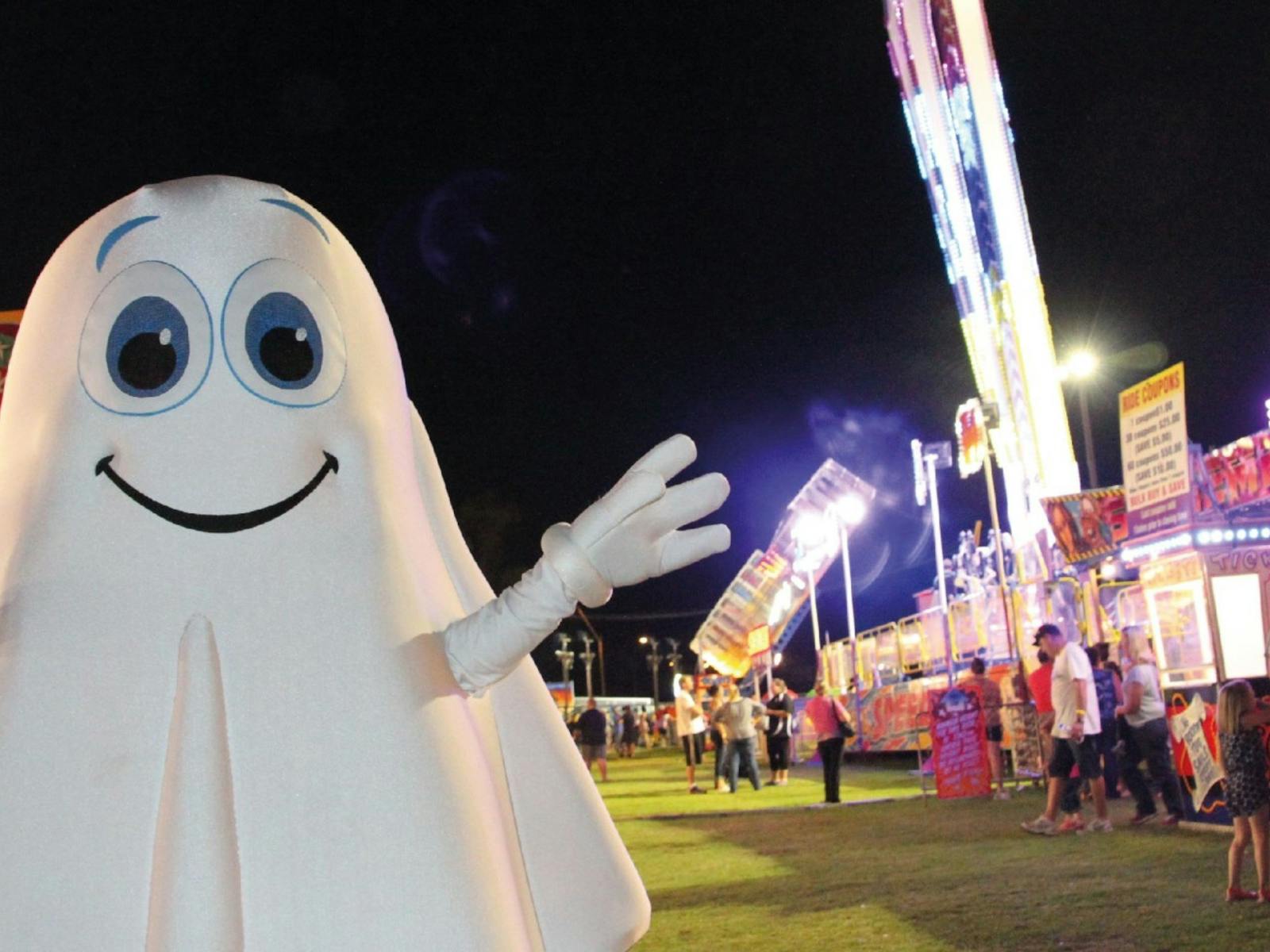 A man in ghost costume at the carnival